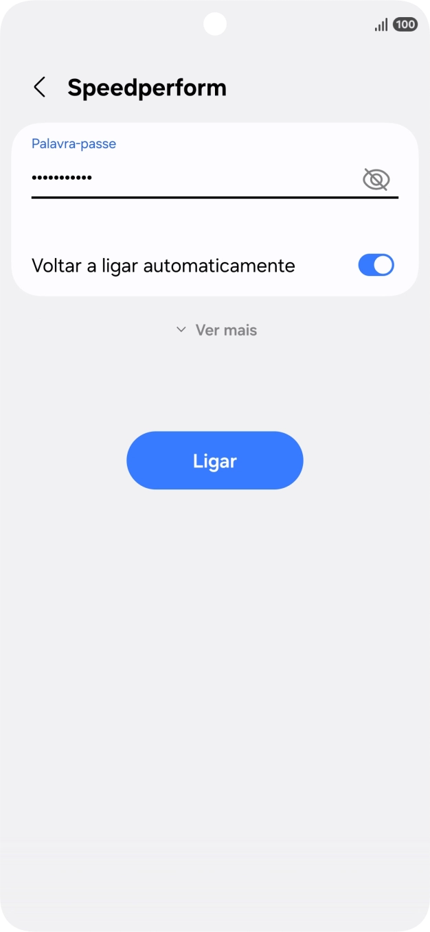 Introduza a password da rede Wi-Fi e prima Ligar.