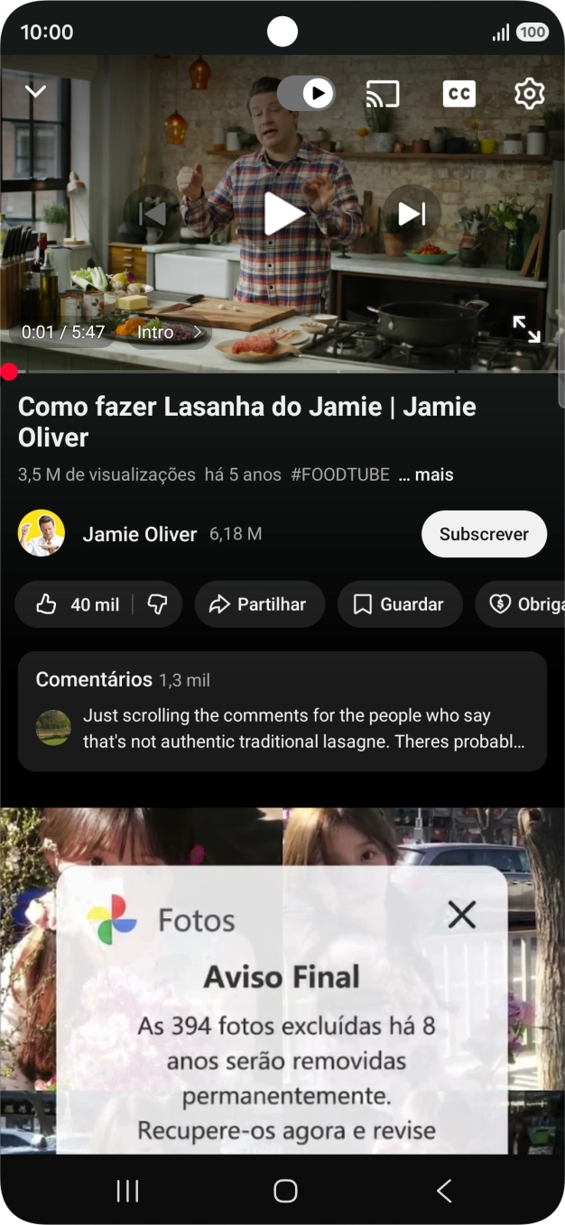 Prima a tecla de início durante uns instantes, para ativar a Gemini.