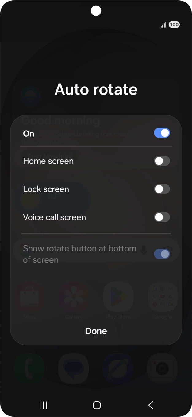 Press the indicators next to the required settings to turn them on or off.