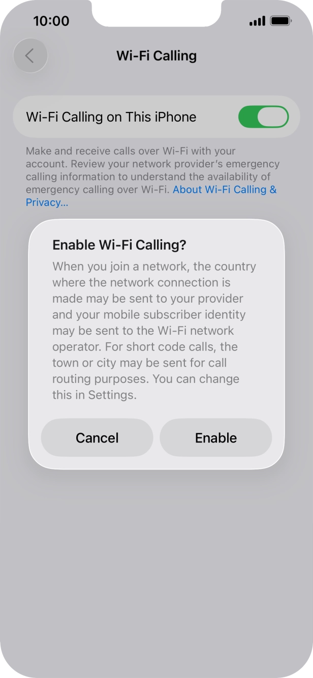 If you turn on the function, press Enable. If you turn on the function, press Enable.