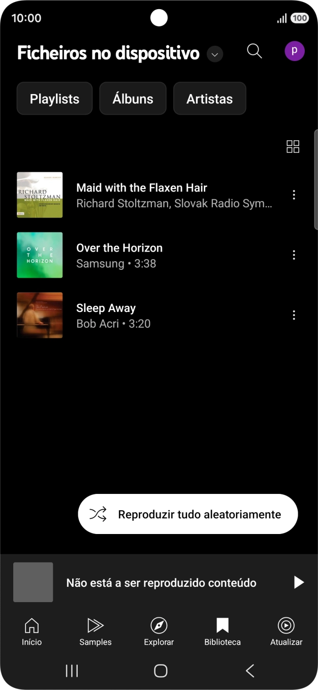 Prima o ficheiro de música pretendido.