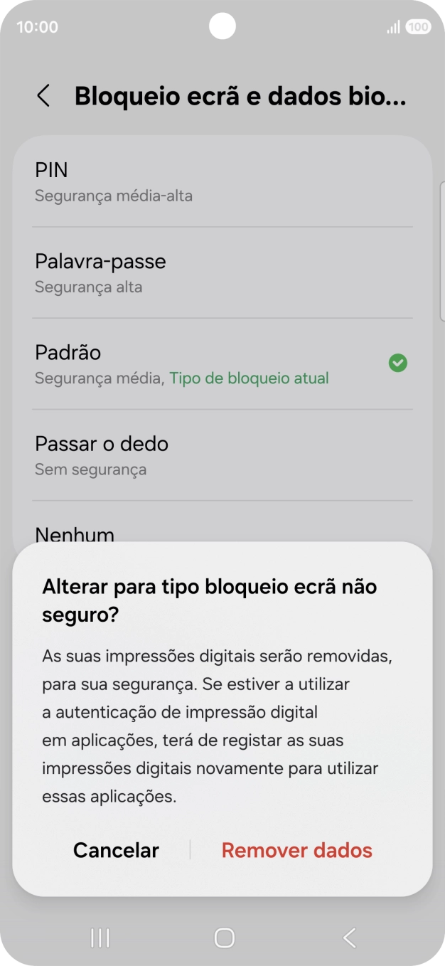 Prima Remover dados.