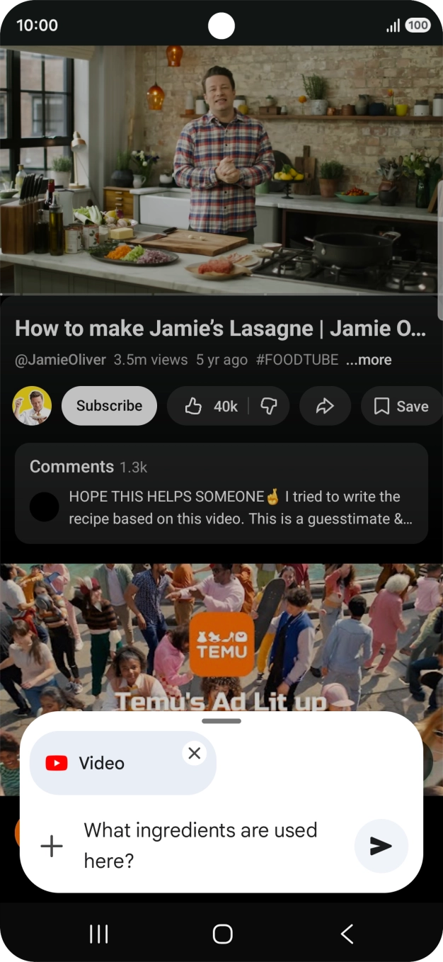 Follow the instructions on the screen to type or speak the required question for the video.