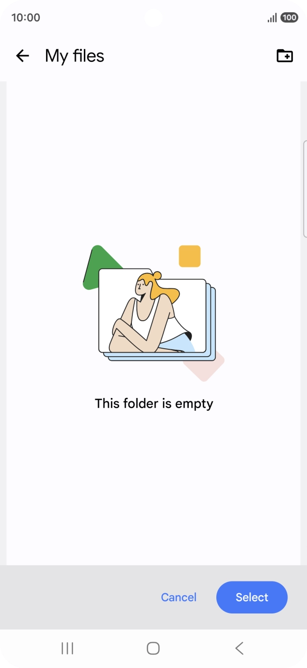 To create a new folder, press the new folder icon and follow the instructions on the screen to create a new folder.