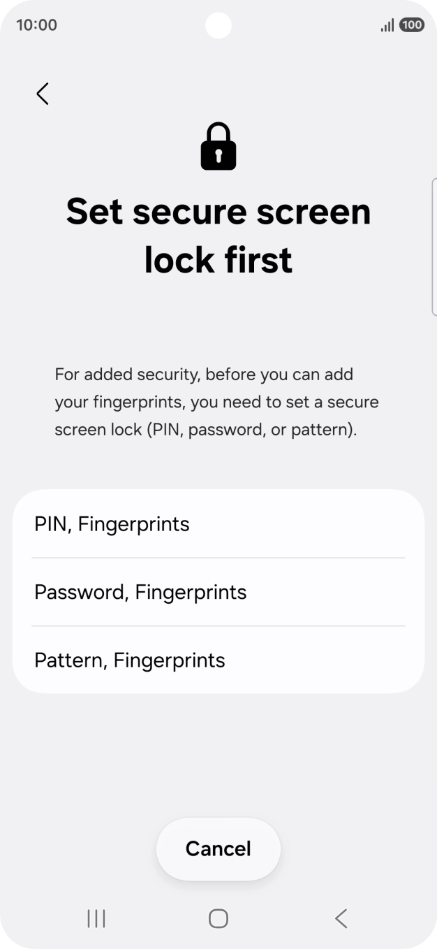 Press the required phone lock code and follow the instructions on the screen to create an additional phone lock code.