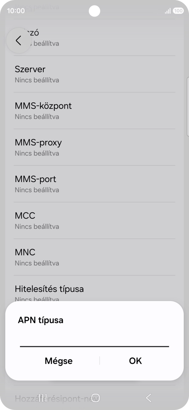 Írd be azt, hogy mms, és válaszd az OK lehetőséget.