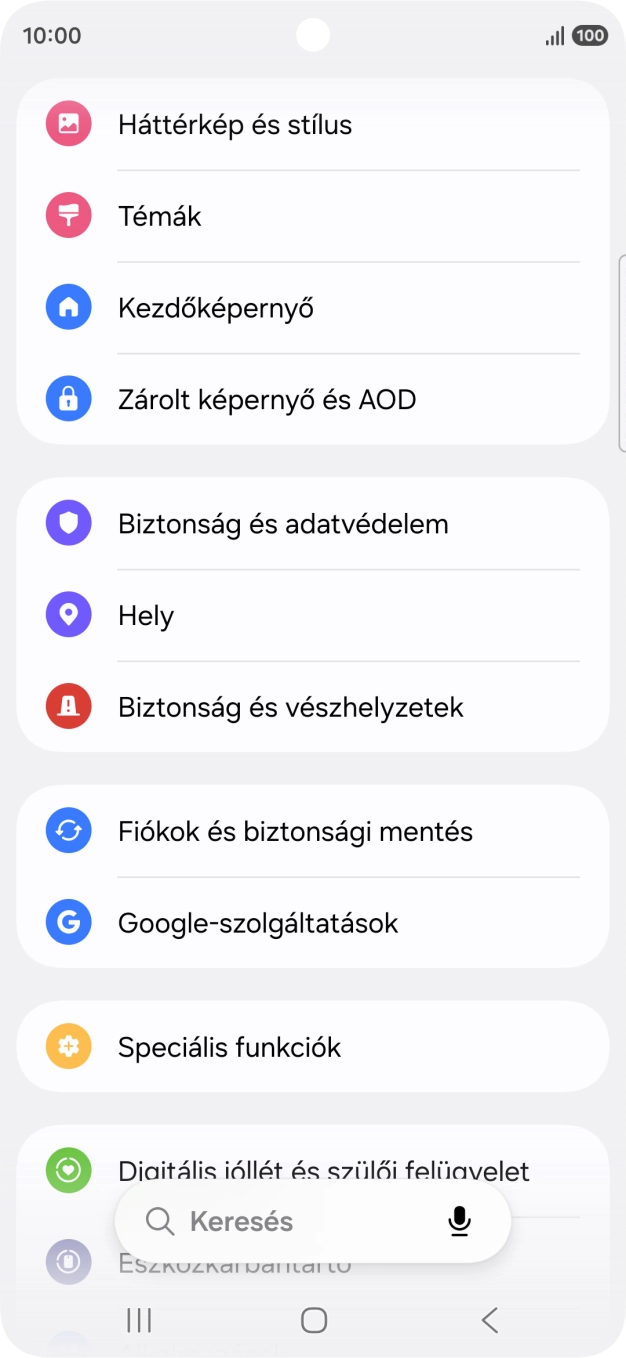 Válaszd a Biztonság és adatvédelem lehetőséget.