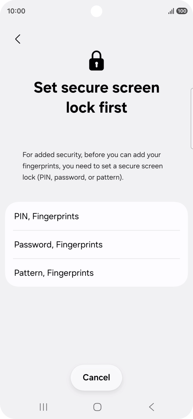 Press the required lock code and follow the instructions on the screen to create an additional lock code.