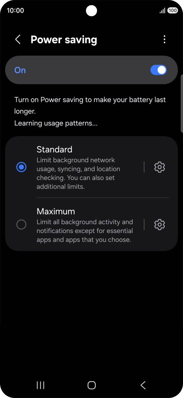 Press the indicators next to the required settings.
