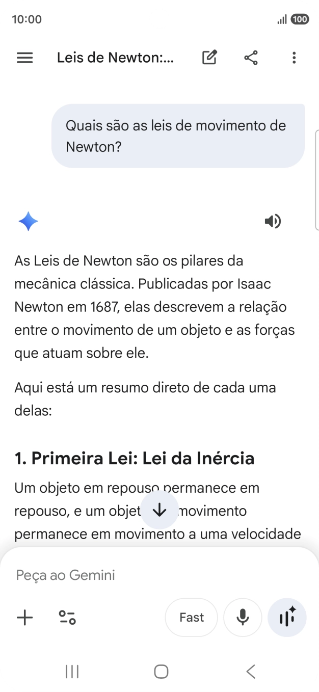 A transcrição da conversa com a Gemini Live é agora mostrada no ecrã.