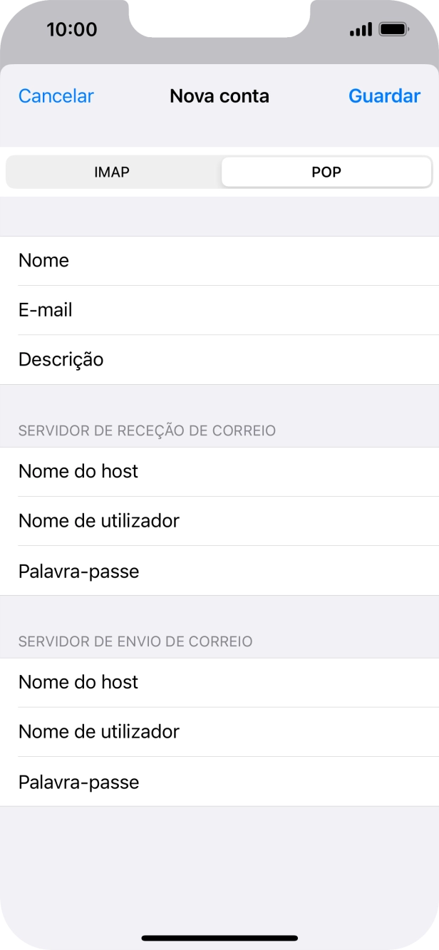 Prima Guardar. A sua conta de e-mail está agora configurada. Se pretender escolher definições adicionais para o servidor de receção e envio, siga os passos seguintes.