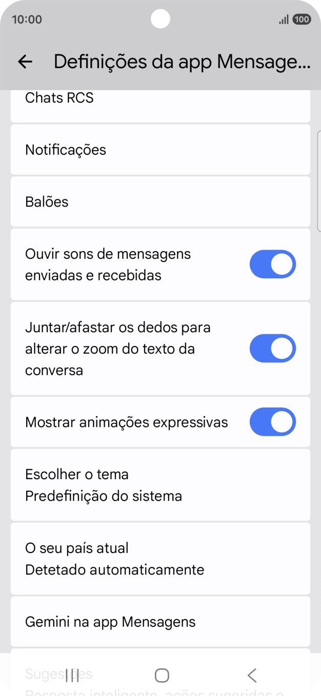 Prima Gemini na app Mensagens.
