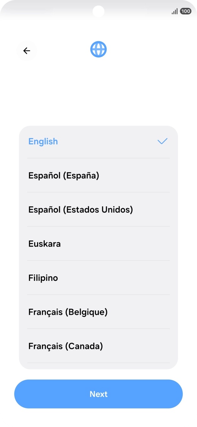 Press the required language.