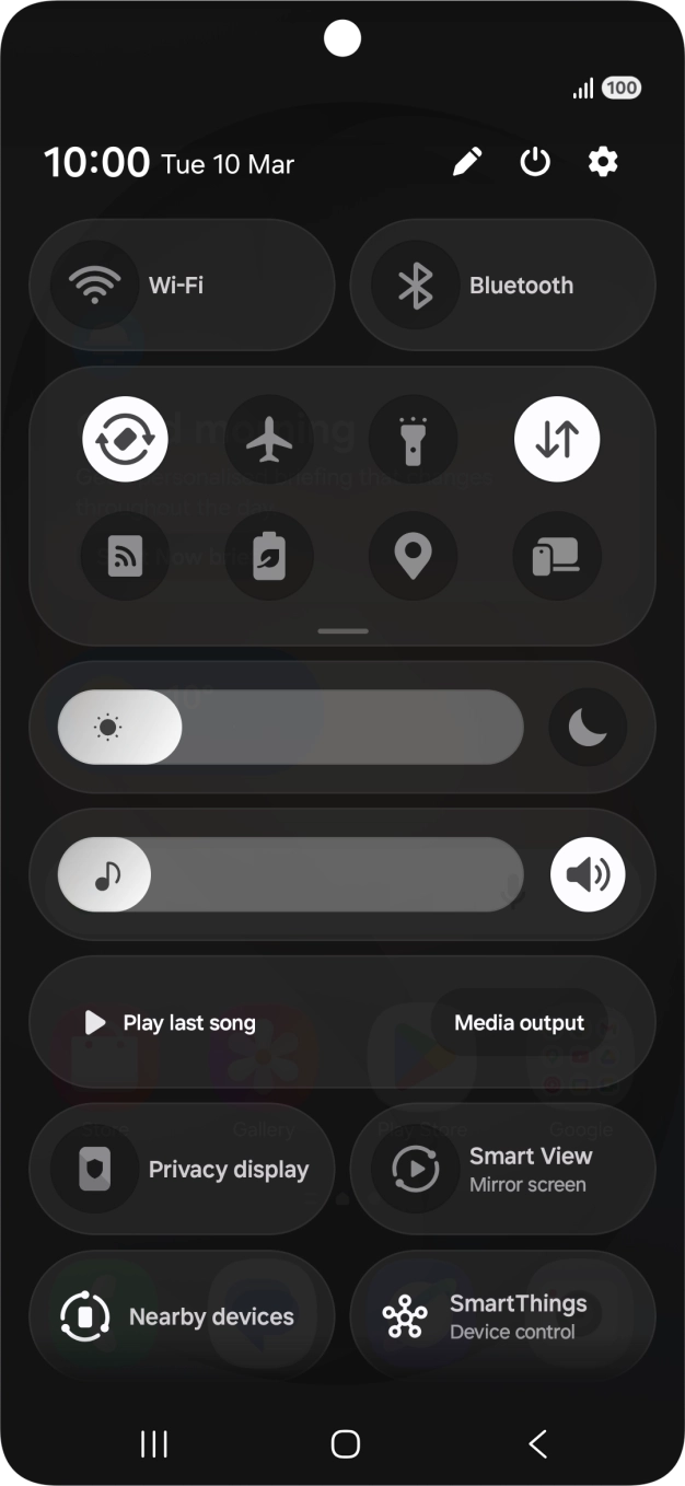 Press the screen rotation icon to turn the function on or off.