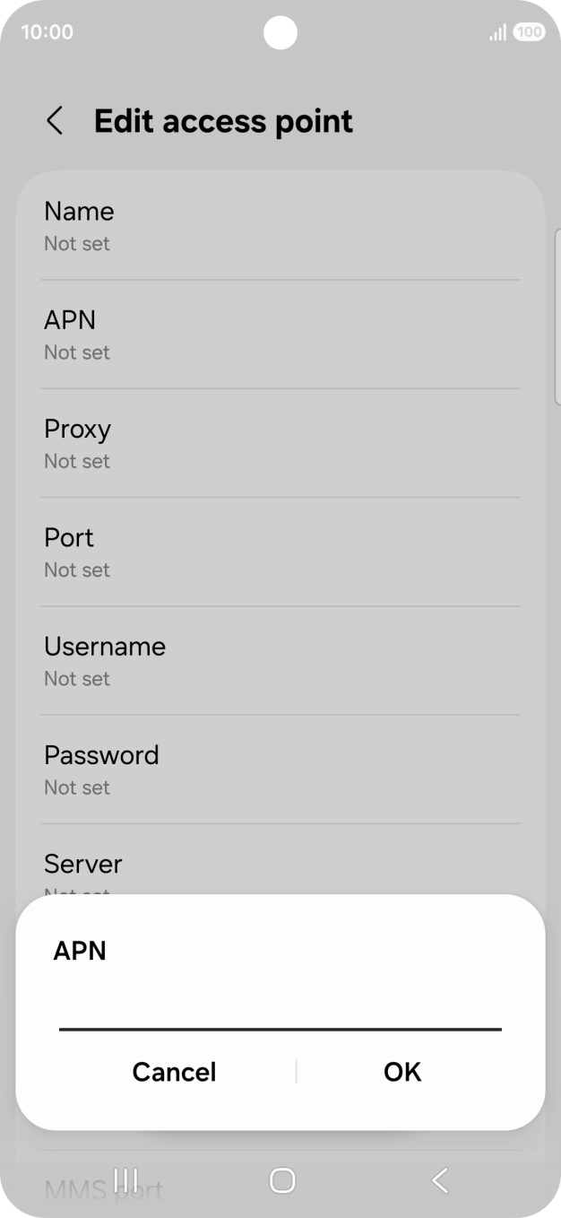 Key in telstra.wap and press OK.
