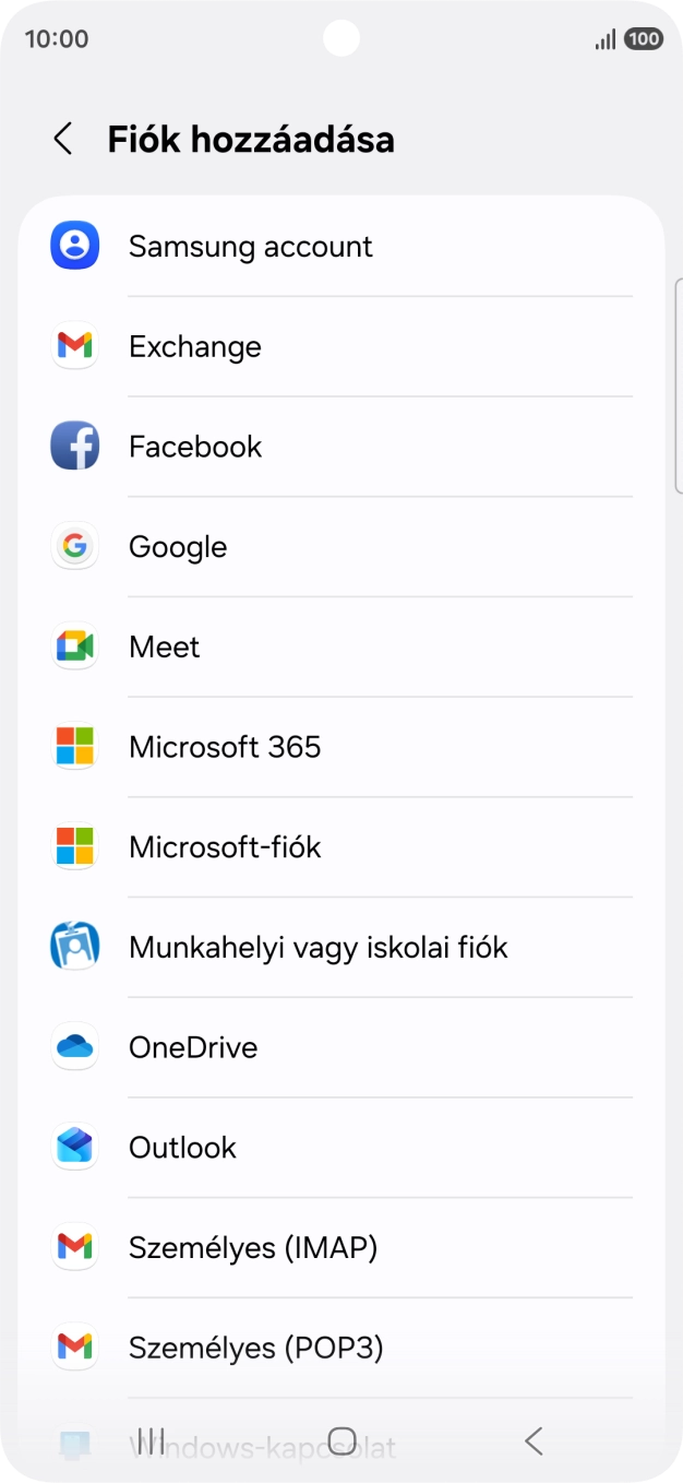 Válaszd a Google lehetőséget.