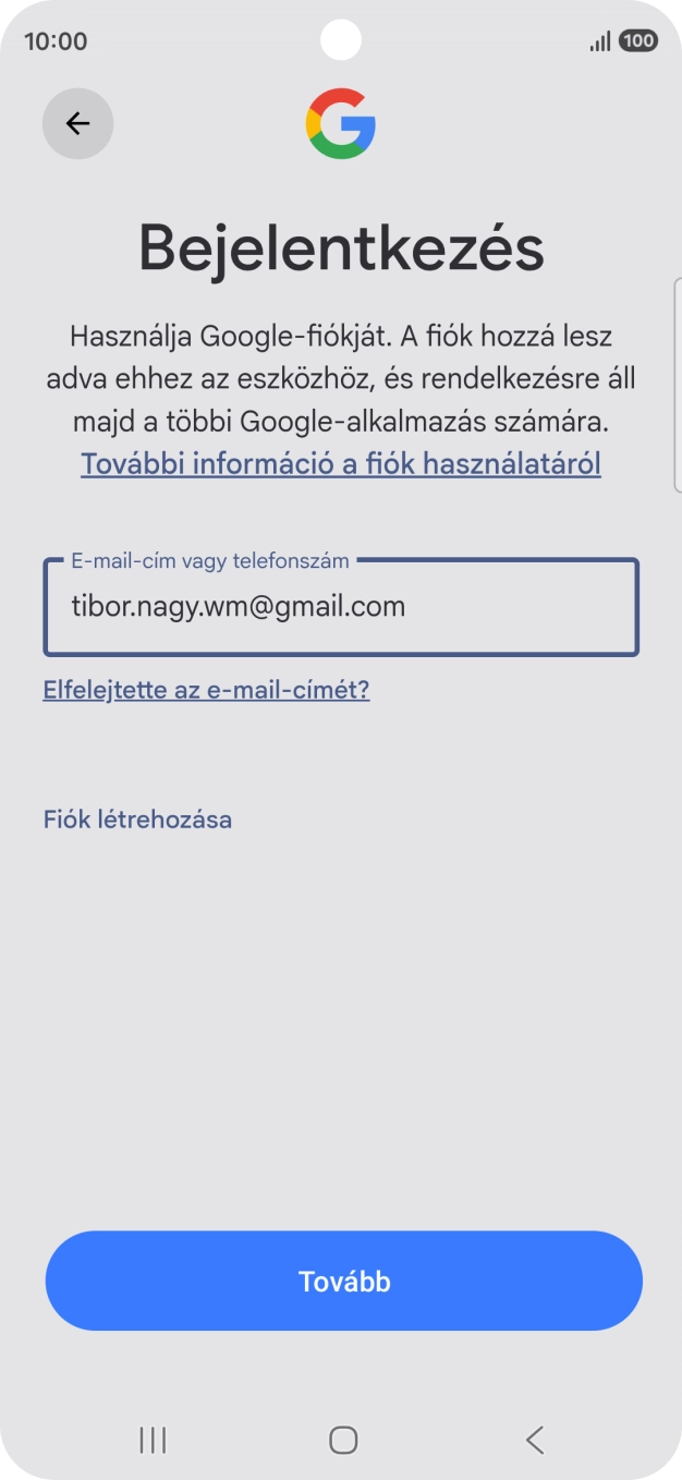 Válaszd a Tovább lehetőséget.