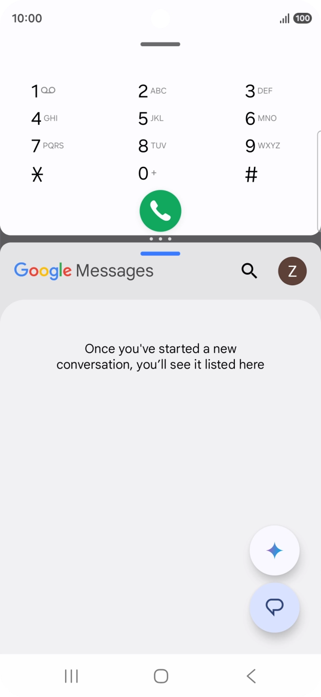Drag up or down on the screen to adjust the application windows to the required size.