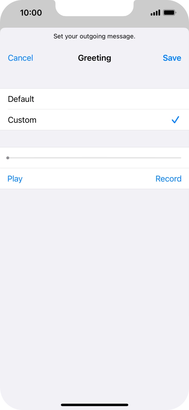 Press Play to play back your greeting.