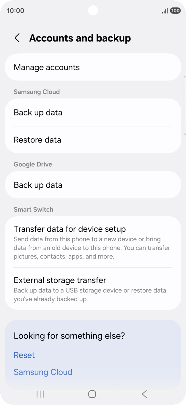 Press Manage accounts.