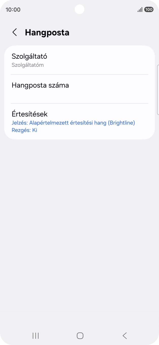 Válaszd a Hangposta száma lehetőséget.