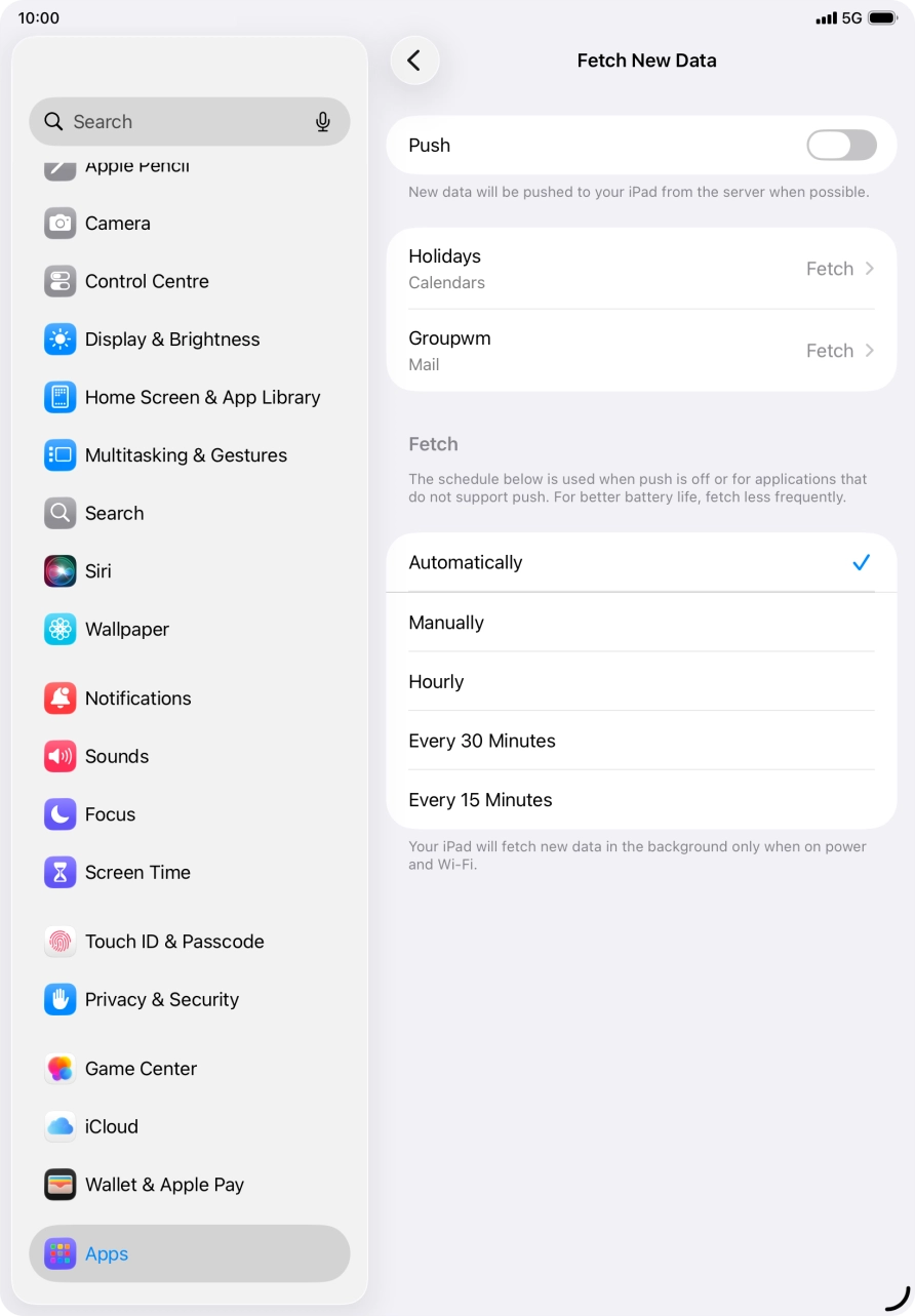 If you turn off the function, press the required setting.