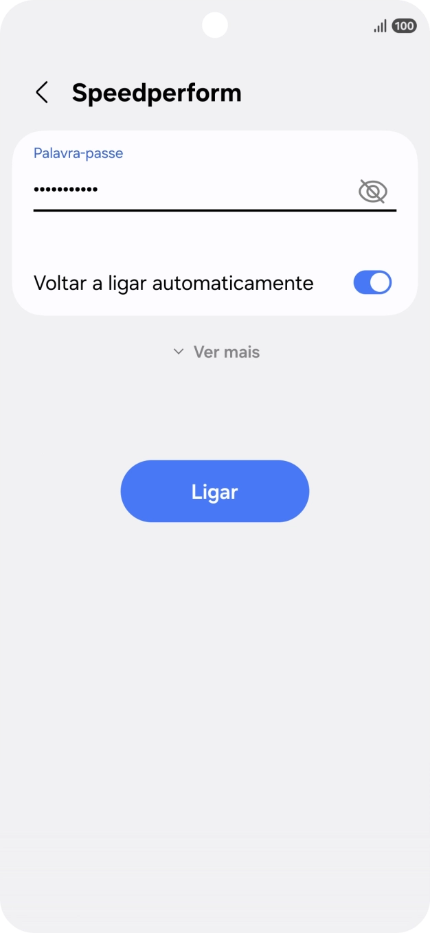 Introduza a password da rede Wi-Fi e prima Ligar.