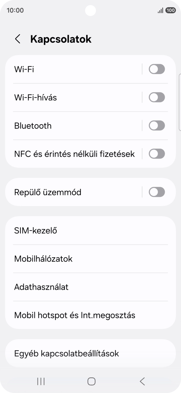 Válaszd a SIM-kezelő lehetőséget.