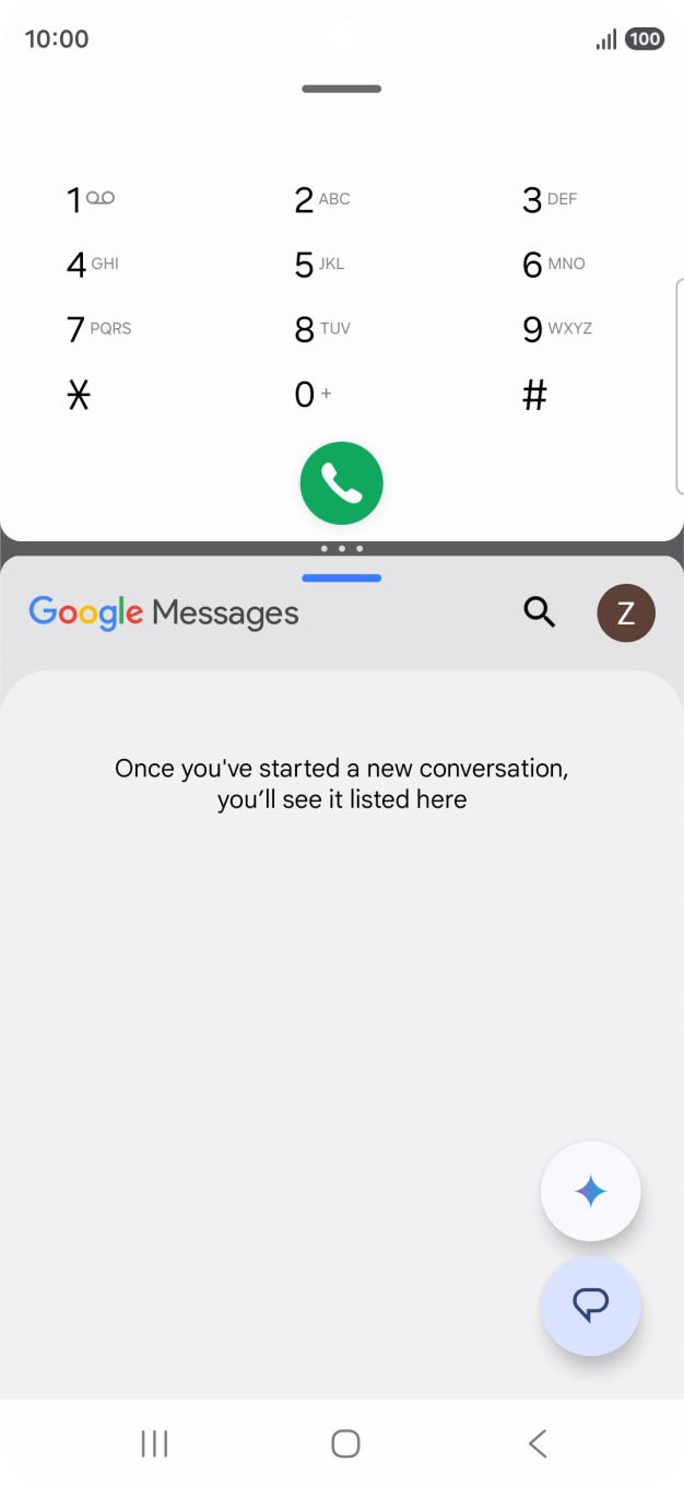 Drag up or down on the screen to adjust the application windows to the required size.