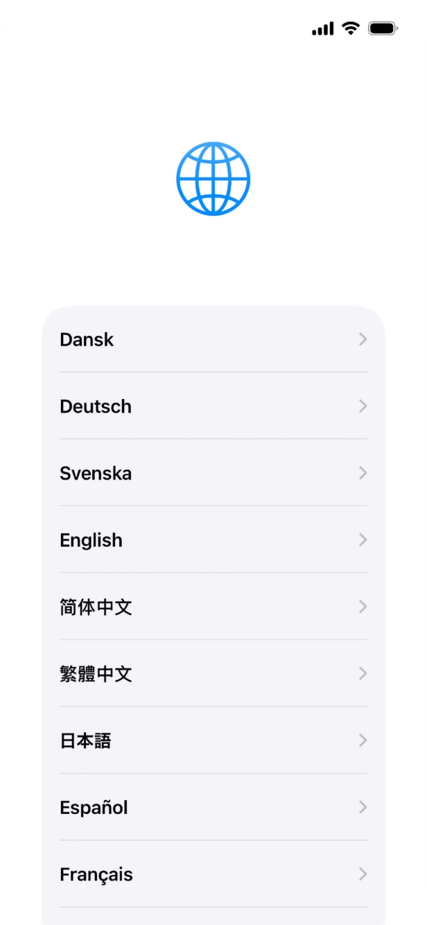 Press the required language.