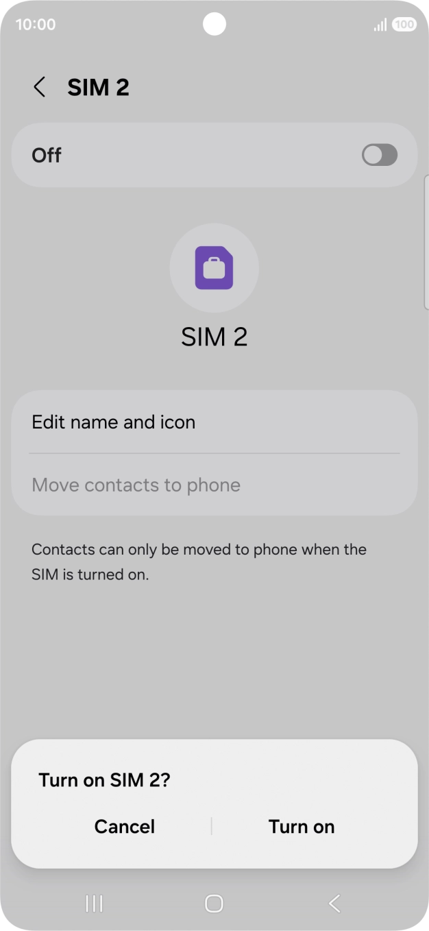 If you turn on use of the plan, press Turn on.