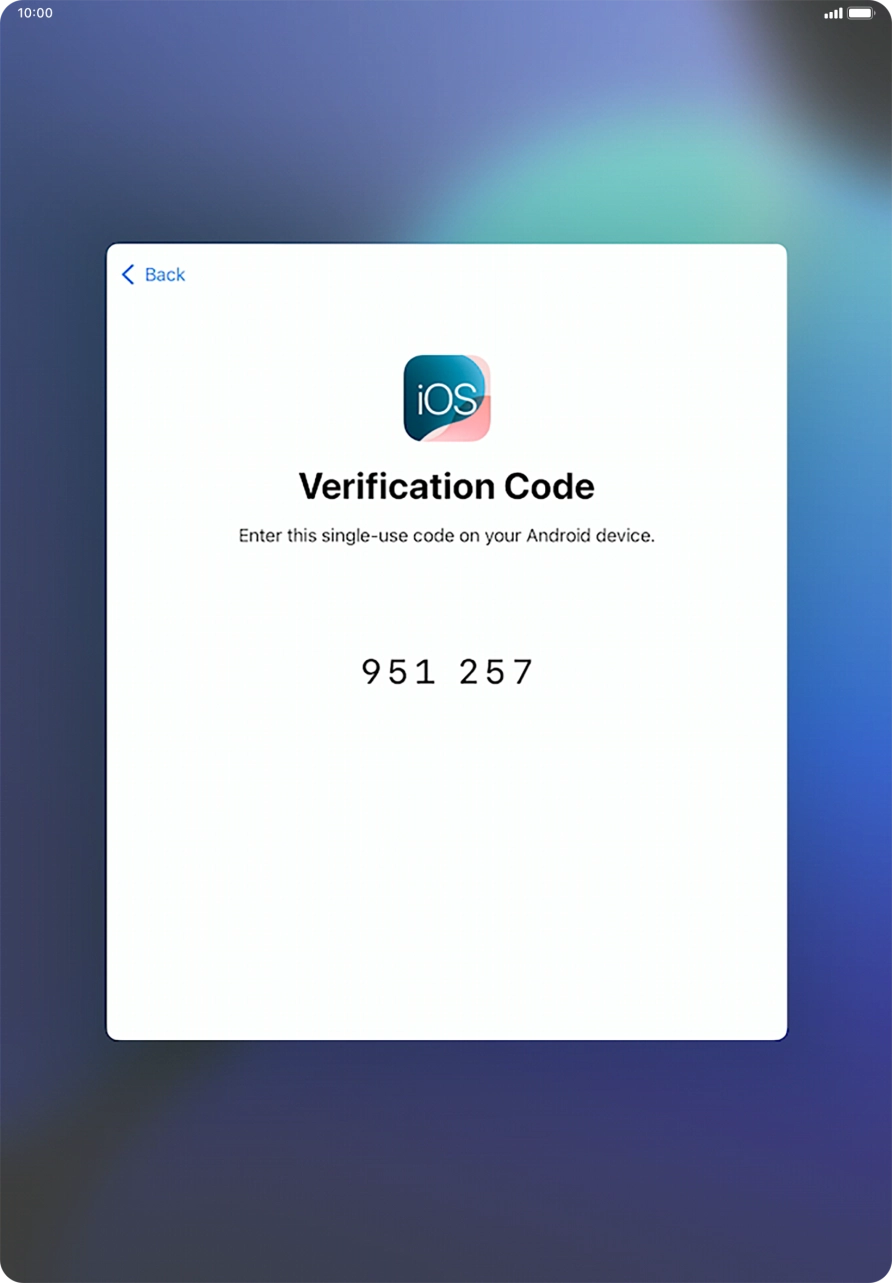 Follow the instructions on the screen and in the 'Move to iOS' app to transfer the content from the Android device to your tablet and set up your tablet and prepare it for use.