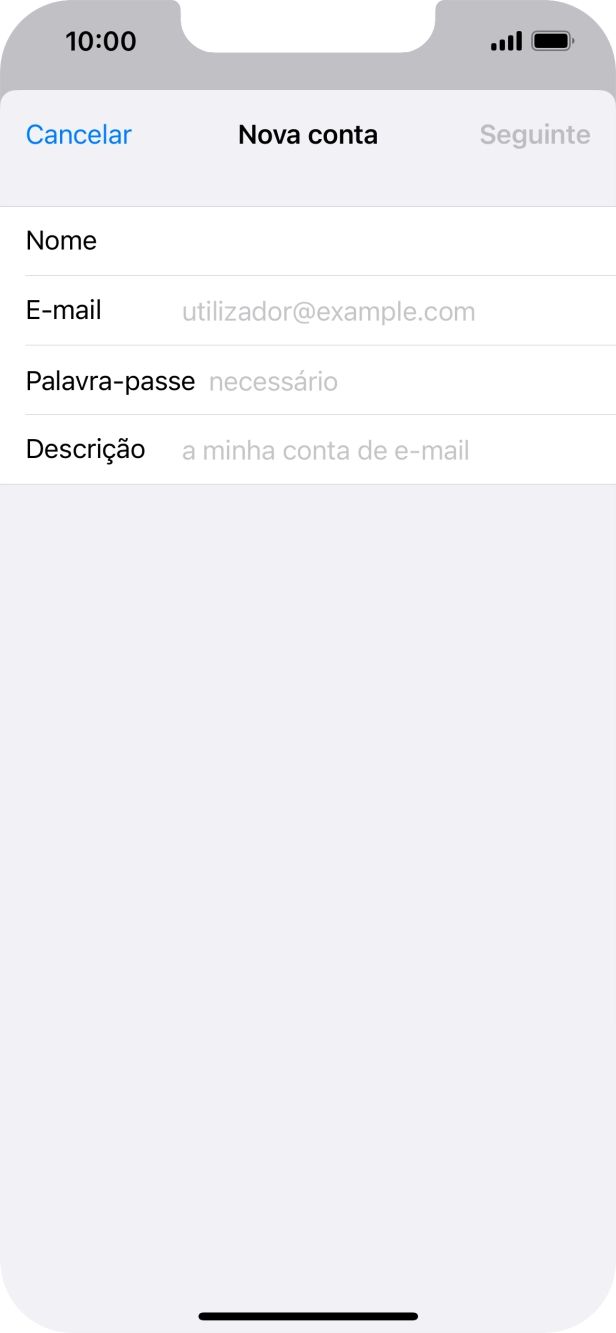Prima E-mail e introduza o seu endereço de e-mail Vodafone.