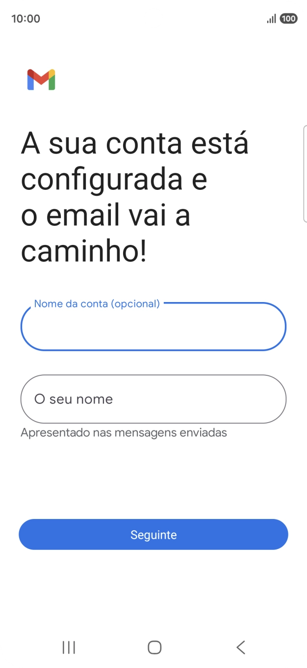 Prima O seu nome e introduza o nome do remetente pretendido.