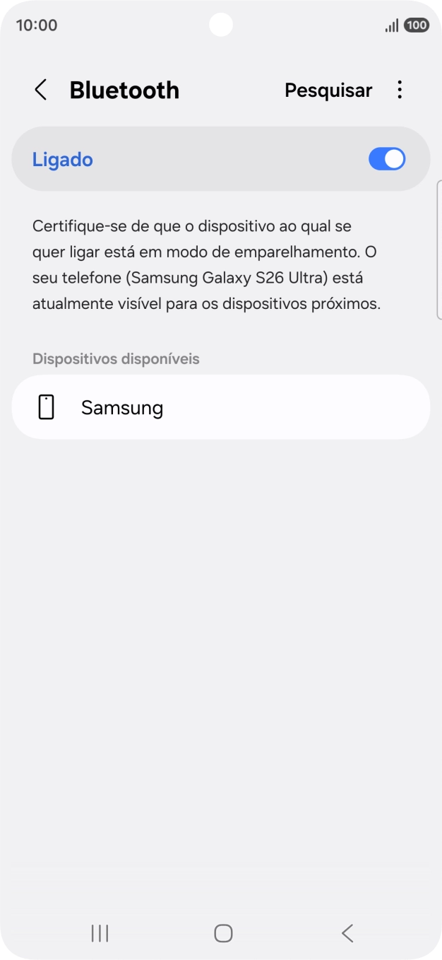 Prima o dispositivo Bluetooth pretendido e siga as indicações no ecrã para emparelhar o dispositivo pretendido com o telefone.