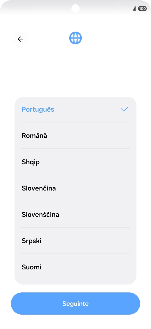 Prima o idioma pretendido.