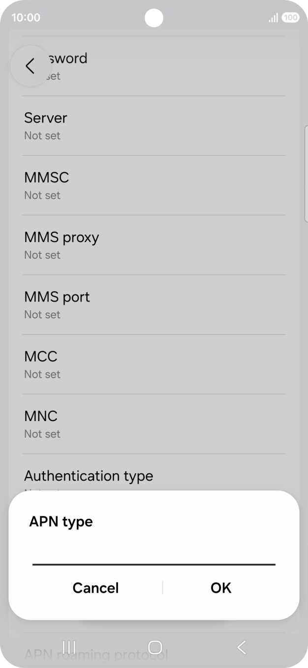 Key in default and press OK.