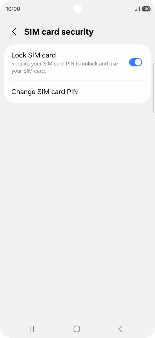 Press the indicator next to 'Lock SIM card' to turn the function on or off.