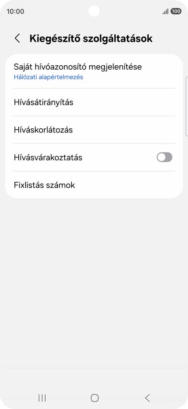 Kattints a „Hívásvárakoztatás” melletti csúszkára a funkció be- vagy kikapcsolásához. Kattints a „Hívásvárakoztatás” melletti csúszkára a funkció be- vagy kikapcsolásához.