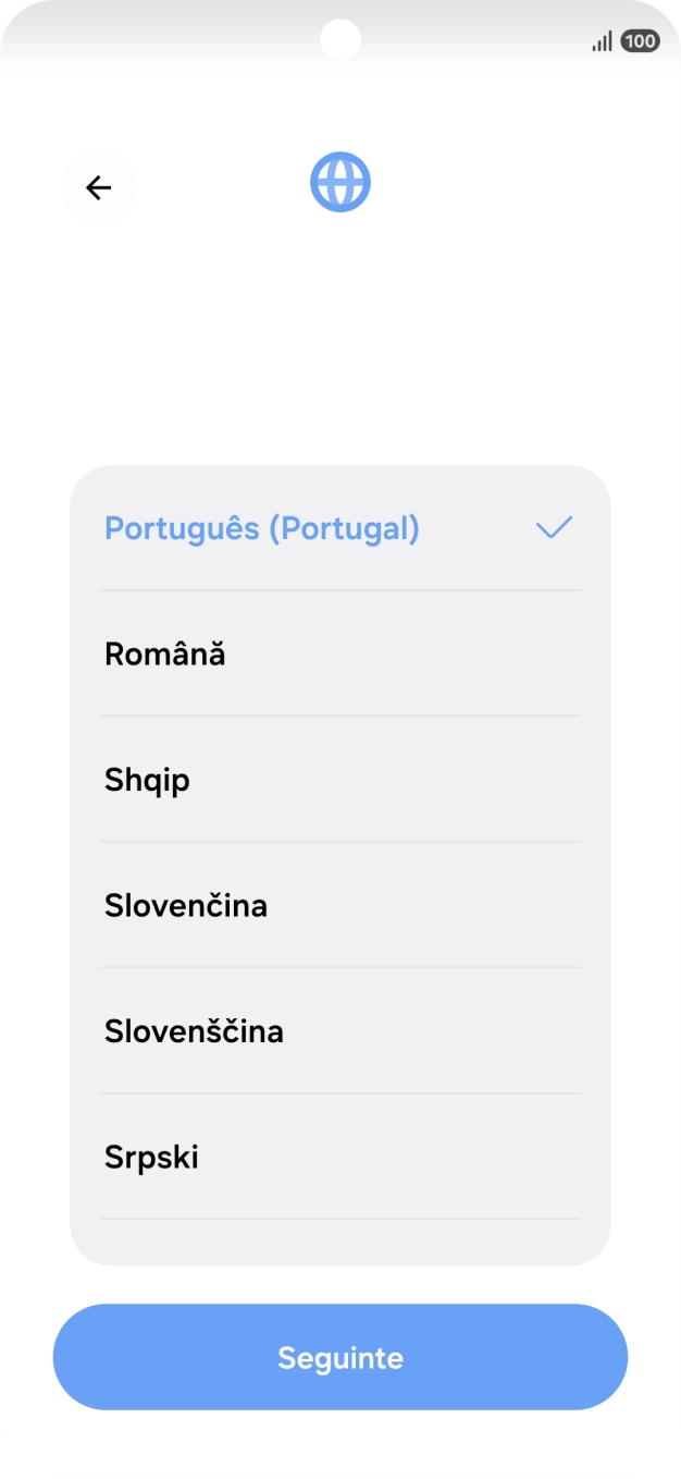 Prima o idioma pretendido.