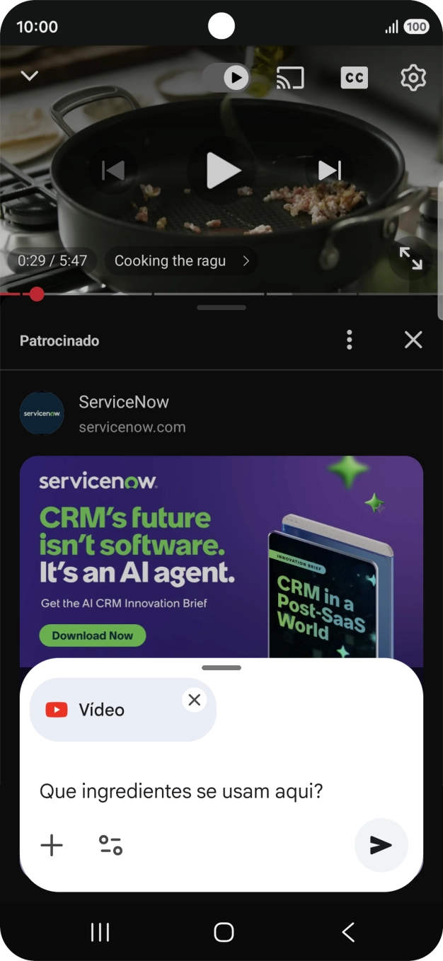 Siga as indicações no ecrã para escrever ou ditar a pergunta pretendida para o vídeo.