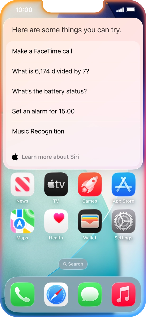Say 'WHAT CAN I ASK' and press Learn more about Siri to see more examples.