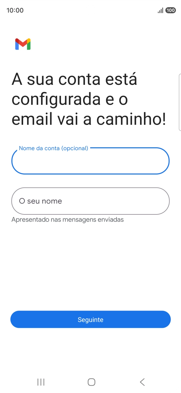 Prima O seu nome e introduza o nome do remetente pretendido.