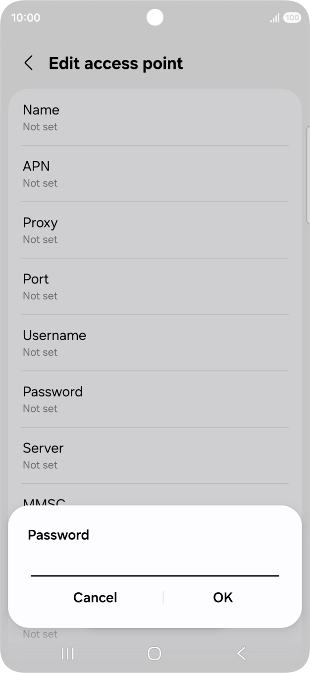 Key in p and press OK.