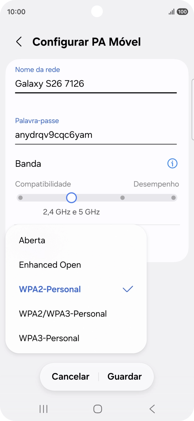 Prima WPA3-Personal para proteger o hotspot Wi-Fi com uma password.
