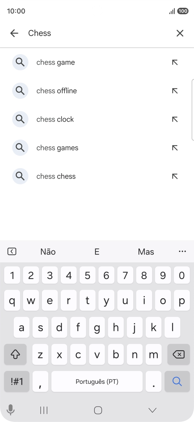 Introduza o nome ou categoria da app pretendida e prima o ícone para pesquisar.