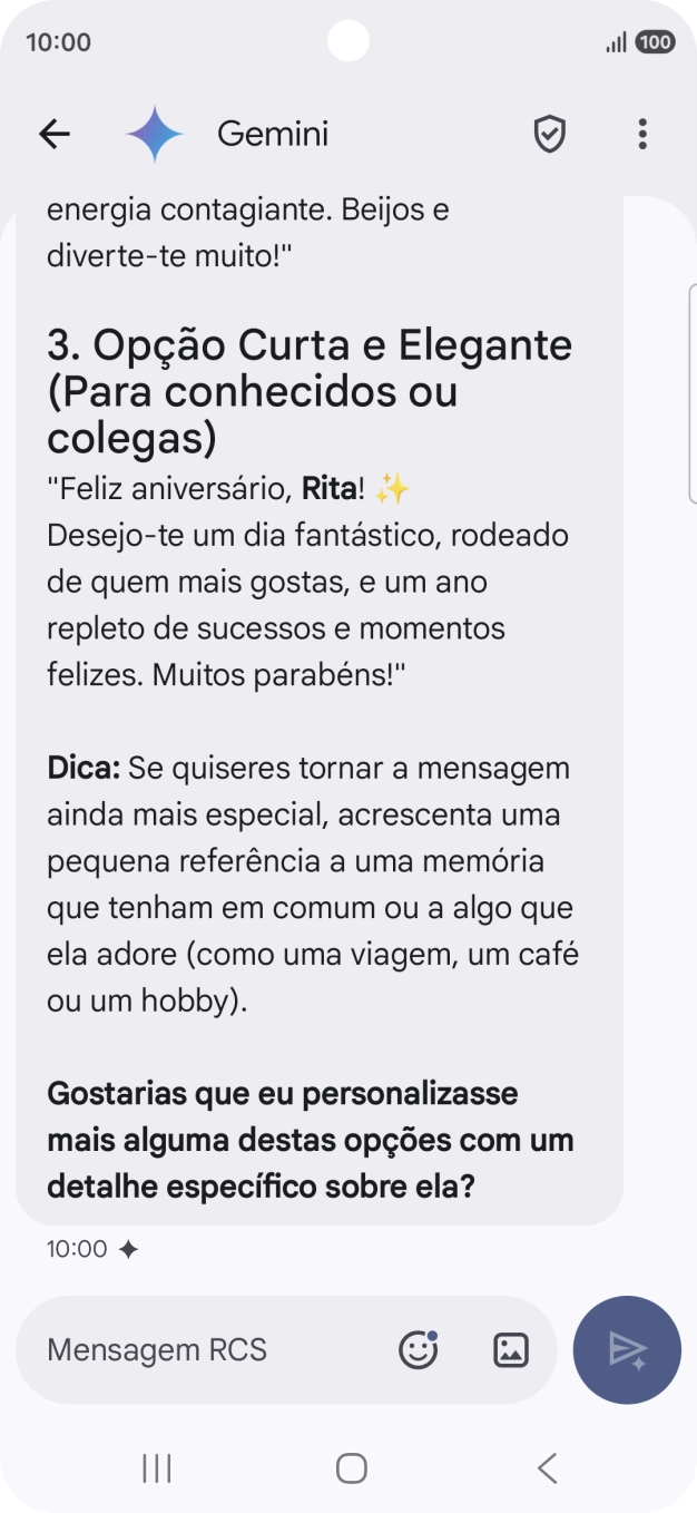 As sugestões de texto da Gemini são agora mostradas no ecrã.
