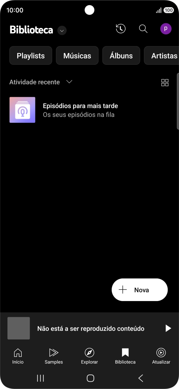 Prima a lista suspensa.