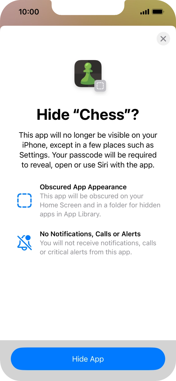 Press Hide App.