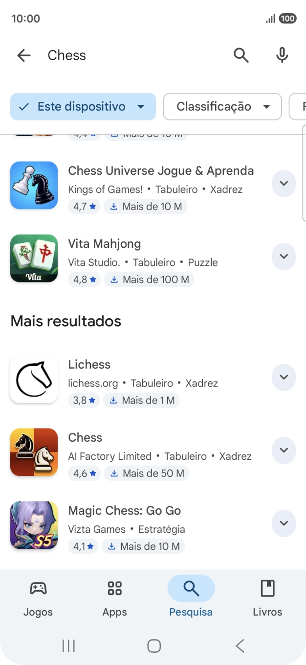 Prima a app pretendida.